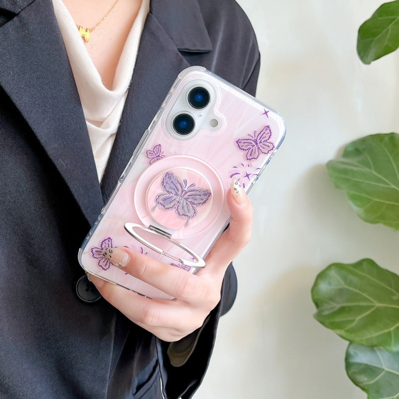 Butterfly Bracket Magnetic Phone Case For iPhone
