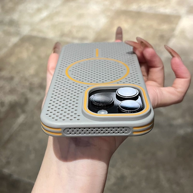 Contrast Color Heat Dissipation Magnetic Phone Case For iPhone