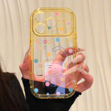 Polka Dot Cat Large Window Phone Case For iPhone