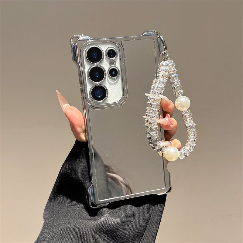 Mirror Lanyard with Bracket Electroplating Phone Case For Samsung