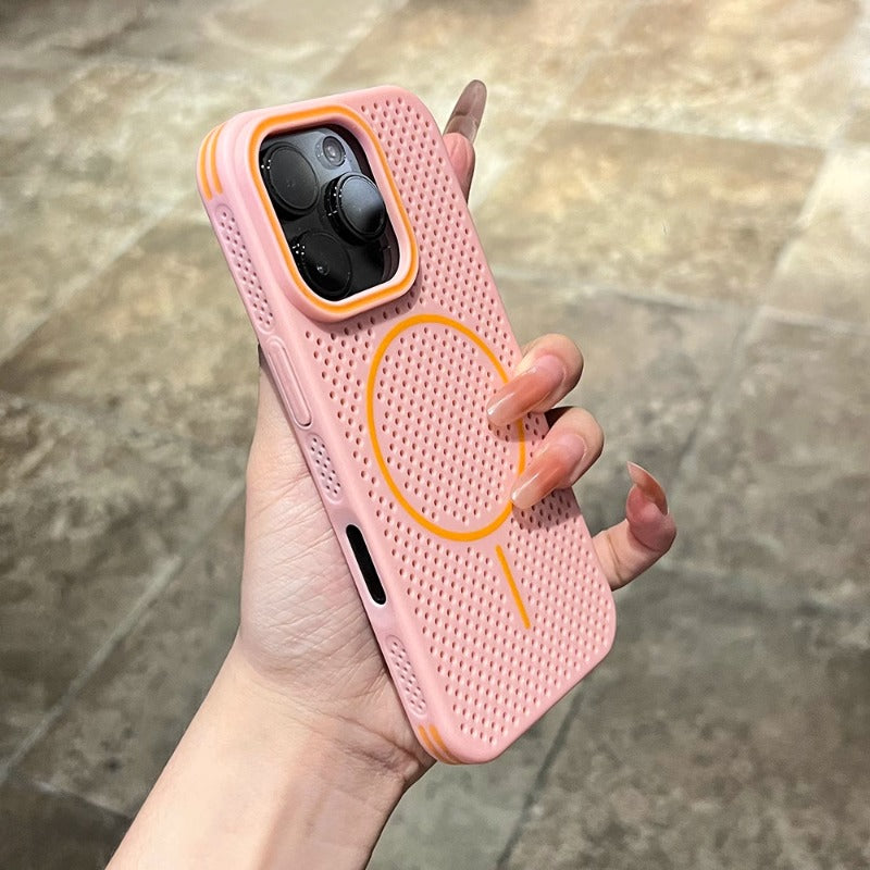 Contrast Color Heat Dissipation Magnetic Phone Case For iPhone