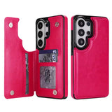 Wallet Double Button Flip Leather Case For Samsung