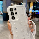 Wave Pattern Crossbody Epoxy Butterfly Phone Case For Samsung
