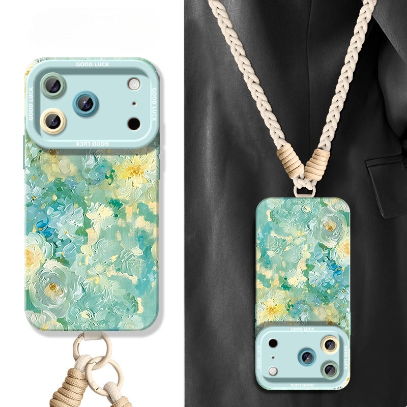 Flower Phone Case with Lanyard For iPhone