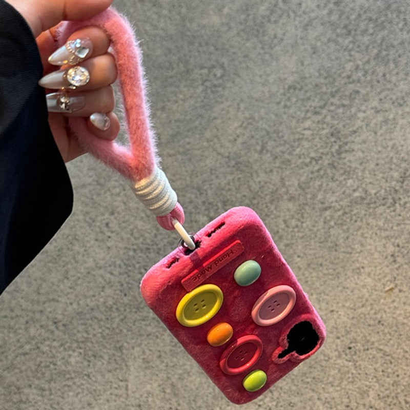 Plush Button Anti-Fall Phone Case For iPhone