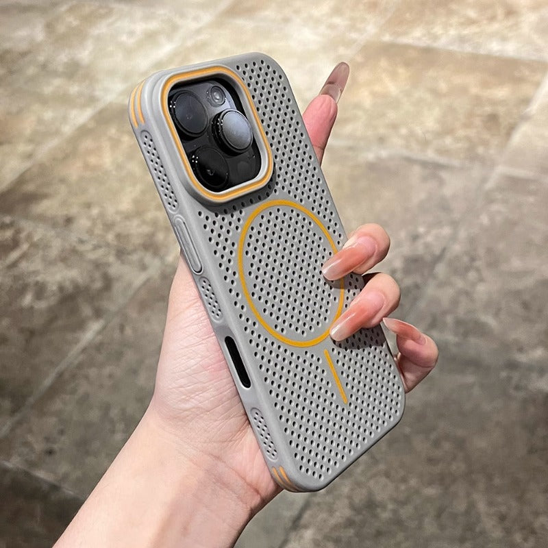 Contrast Color Heat Dissipation Magnetic Phone Case For iPhone