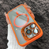 Stand Glass Lens Protection Back Magnetic Phone Case For iPhone