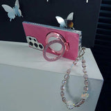 Foil-textured Mirror Stand Phone Case For Samsung