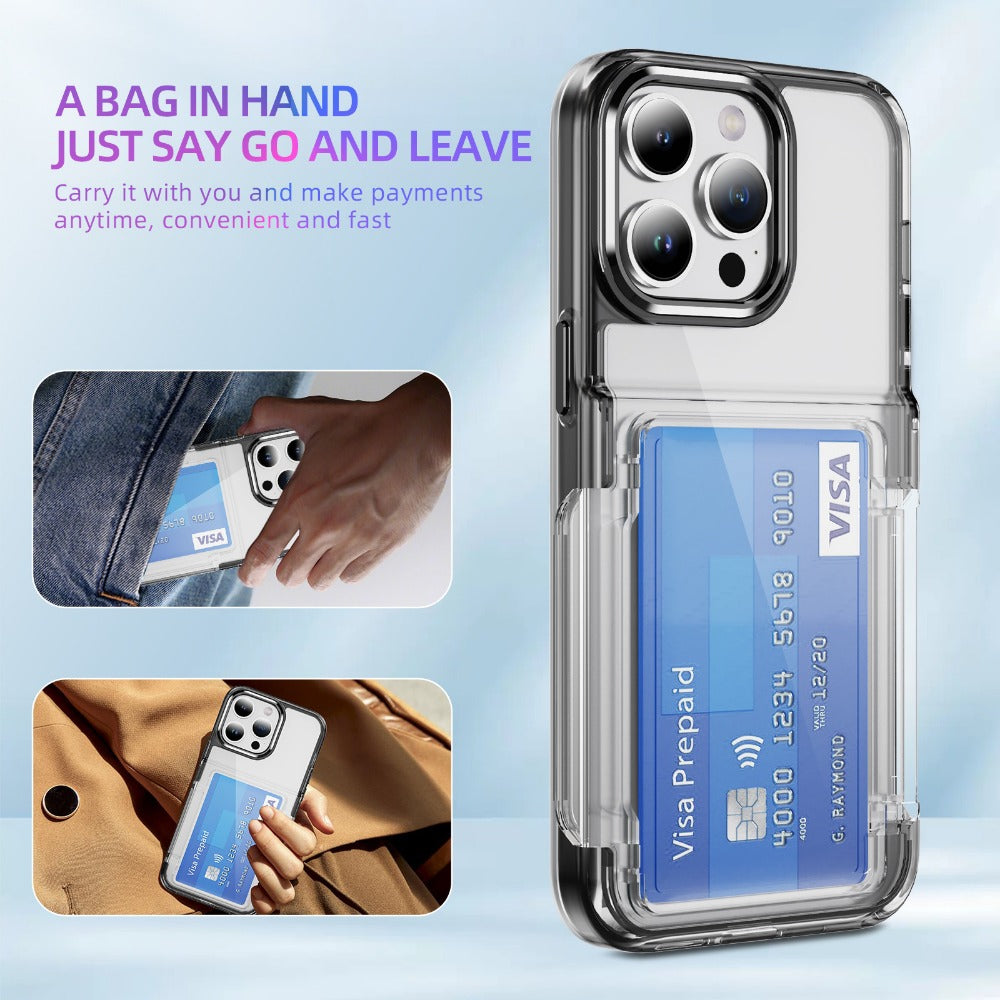 Transparent Card Holder Shockproof Simple Phone Case For iPhone