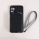 Solid Color Lanyard Card Holder Phone Case For Samsung
