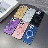 Glossy Corrugated Stripe Magnetic Case For iPhone