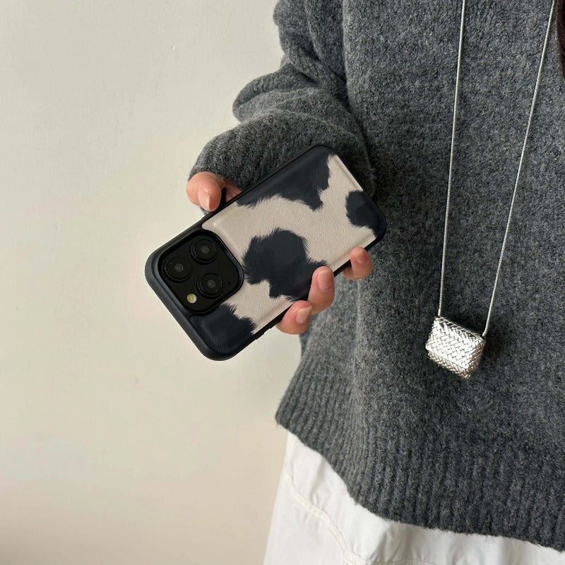 Leather Shell Black White Cool 3D Phone Case For iPhone