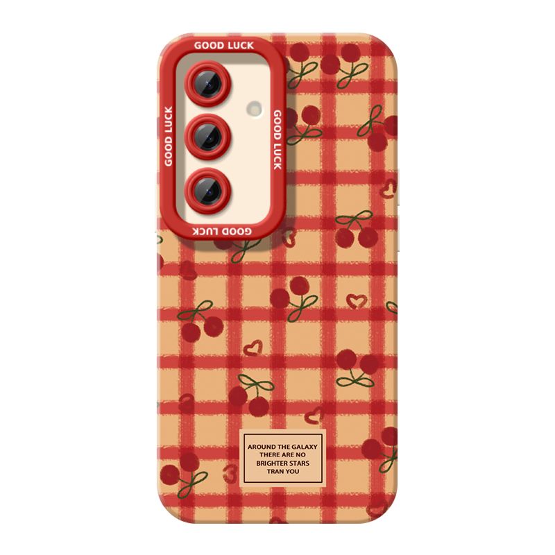 Simple Plaid Cherry Phone Case For Samsung