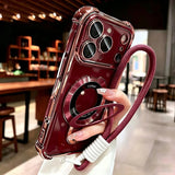 Transparent Magnetic Stand Plating Phone Case For iPhone