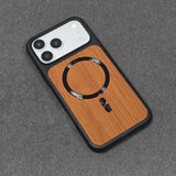 Lychee Wood Grain Magnetic Phone Case For iPhone