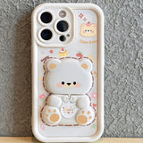 Bear Rotating Mirror Stand Phone Case For iPhone