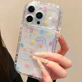 Polka Dot Cat Large Window Phone Case For iPhone