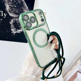 Crossbody Lanyard Strap Plating Magnetic Case For iPhone