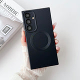 New Solid Color Magnetic Phone Case with Built-in Lens Film For Samsung