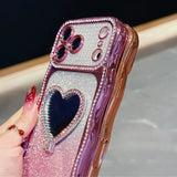 Heart-shaped Crystal Lanyard Phone Case For iPhone