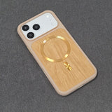 Lychee Wood Grain Magnetic Phone Case For iPhone