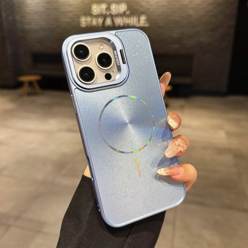 Glitter Starry Sky Magnetic Thin Ring Phone Case For iPhone
