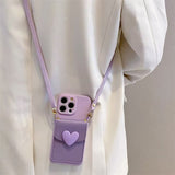 Heart-shaped Card Holder Crossbody Lanyard Phone Case For iPhone