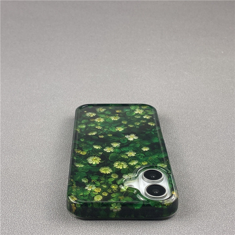 Flowers and Green Leaves Double Layer Phone Case For iPhone