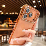 Sparkling Rhinestone Plating Clear Phone Case For iPhone