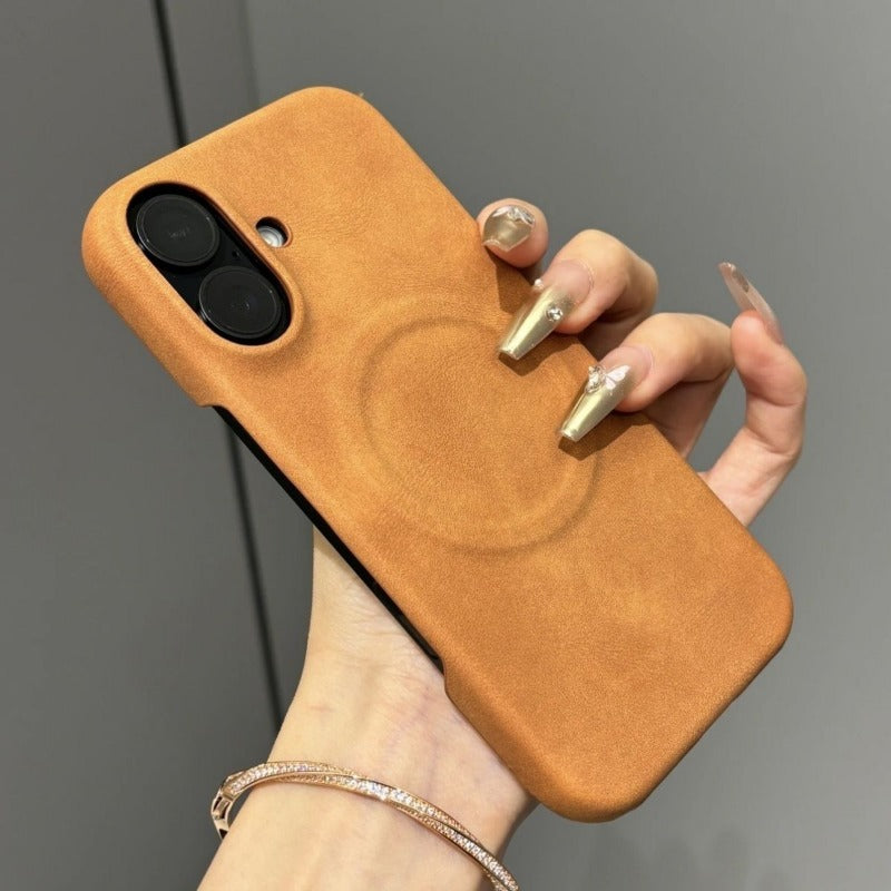 Magnetic Lamb Leather Borderless Phone Case For iPhone