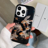 Luckly Koi Goldfish Beautiful Sparkle Glossy Glacial Texture Cover Case For iPhone
