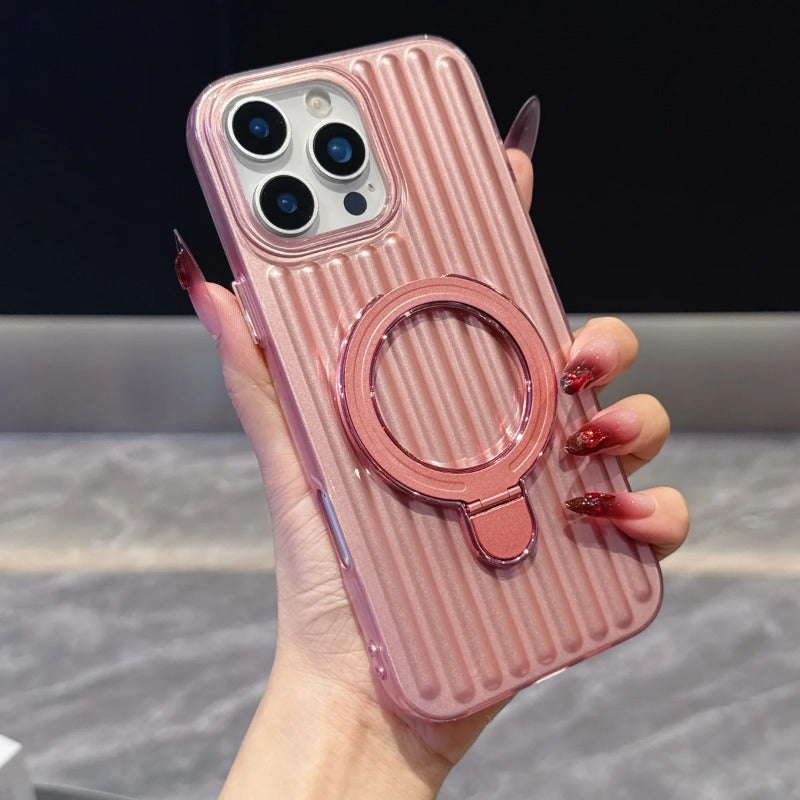Glossy Corrugated Stripe Magnetic Case For iPhone