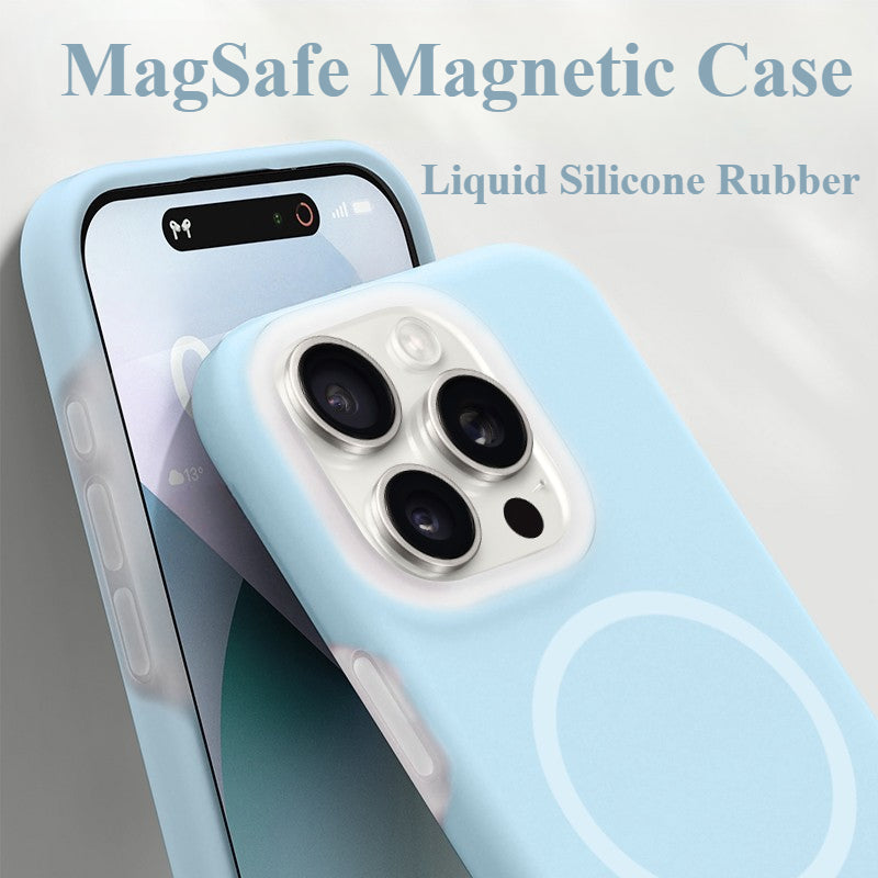 Solid Color Jelly Magnetic Liquid Silicone Phone Case For iPhone