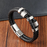 Braid Stainless Steel Magnetic Buckle Genuine Leather Bracelets & Bangles