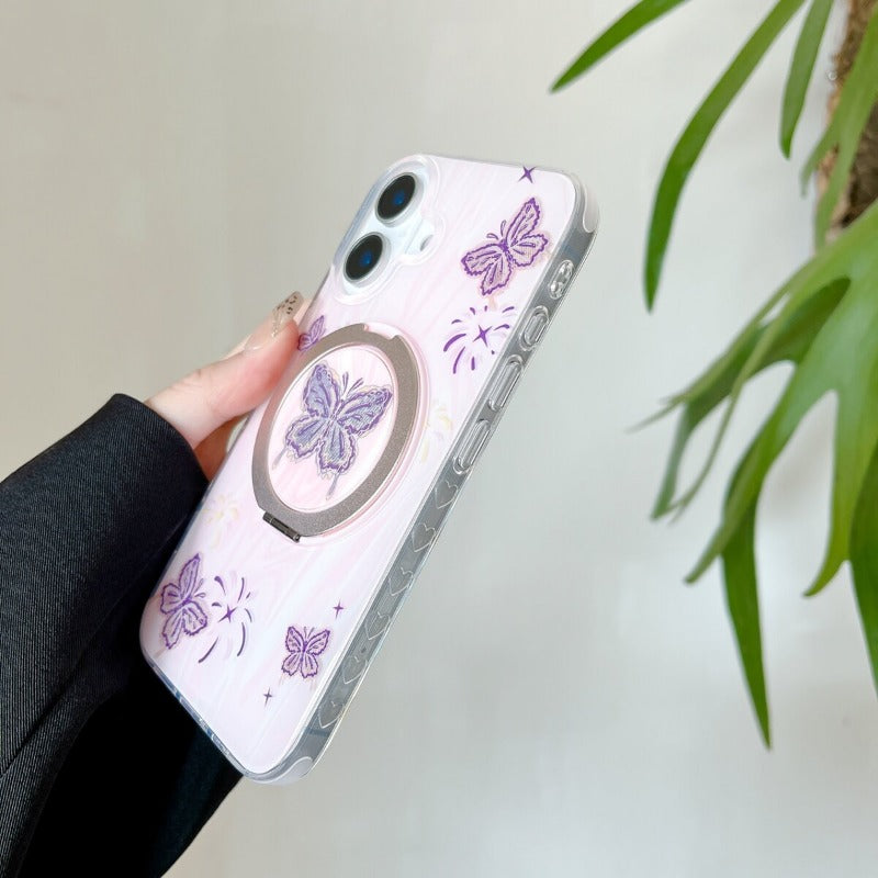 Butterfly Bracket Magnetic Phone Case For iPhone