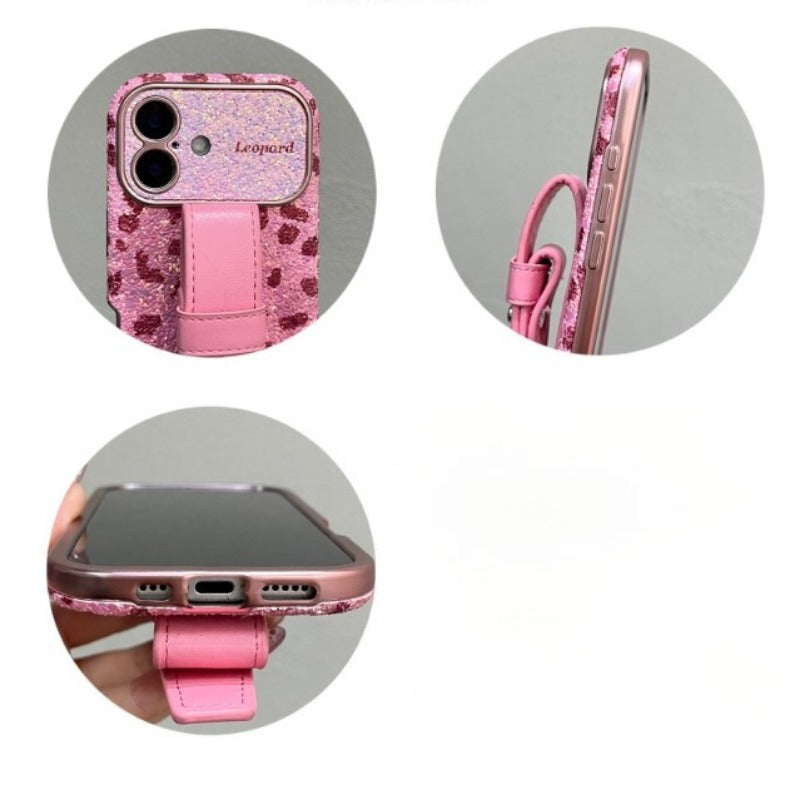 Sequined Leopard Print Phone Case For iPhone