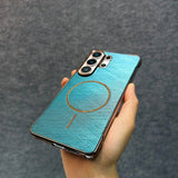 Gold-textured Magnetic Frameless Phone Case For Samsung