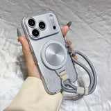 Magnetic Rotating Stand Lanyard Phone Case For iPhone