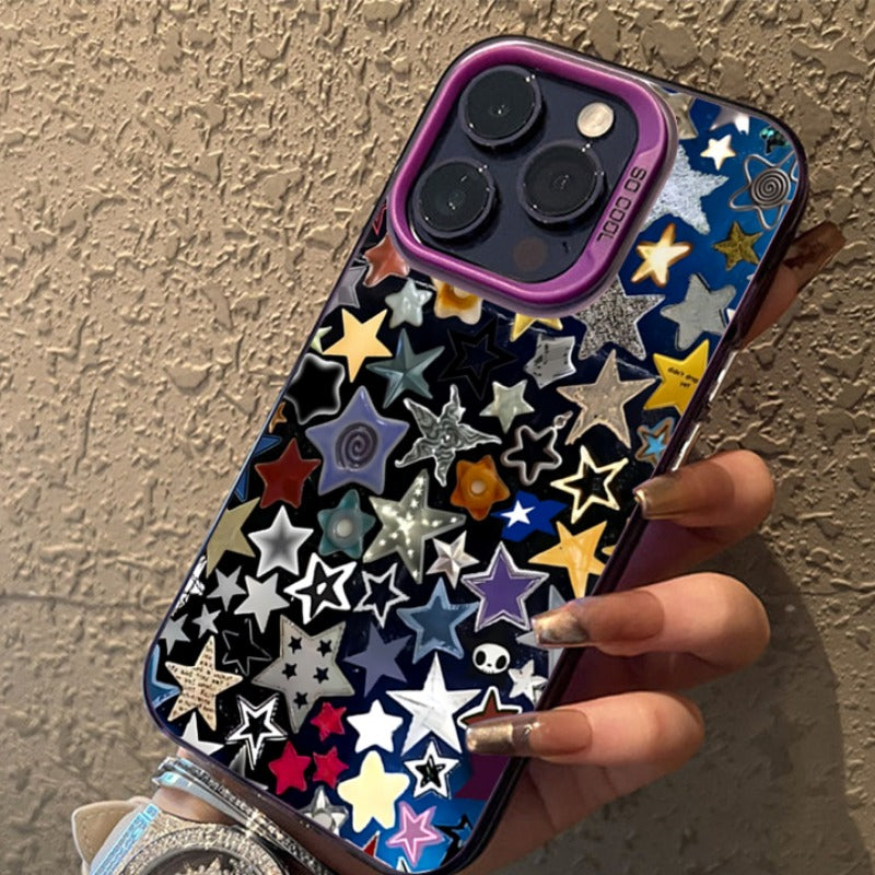 Colorful Star Matte Laser Phone Case For iPhone