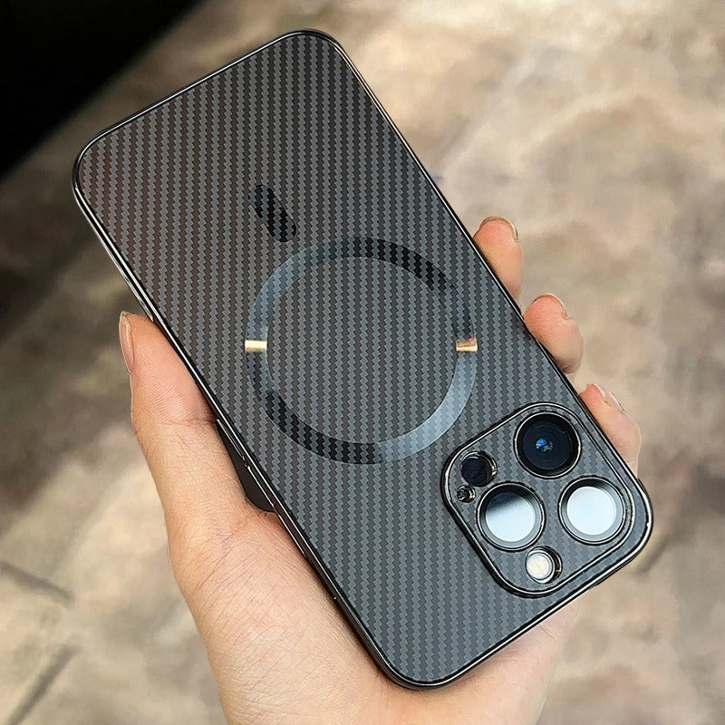 Luxury Carbon Fiber Texture Plating Case for iPhone