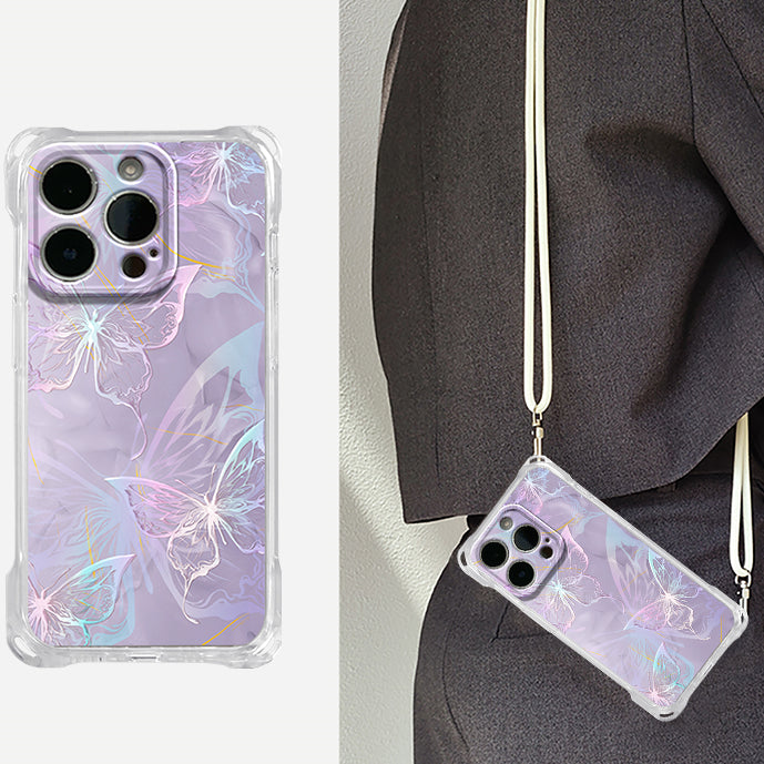 Butterfly Silicone Crossbody Phone Case For iPhone