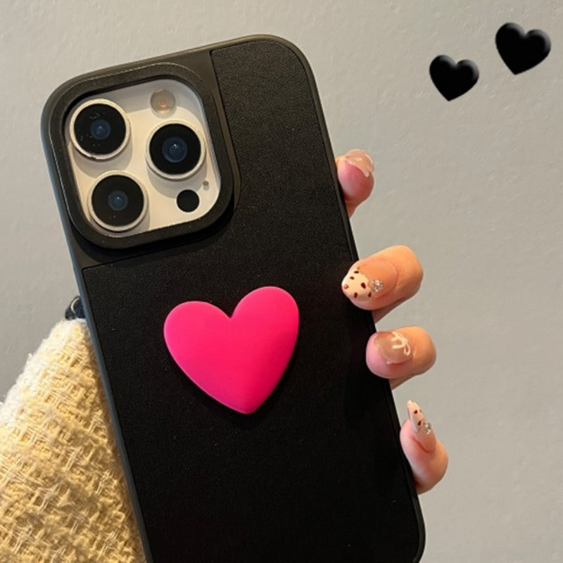 Contrast Color Heart Phone Case For iPhone
