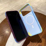 Color-blocked Four-corner Shockproof Magnetic Phone Case For iPhone