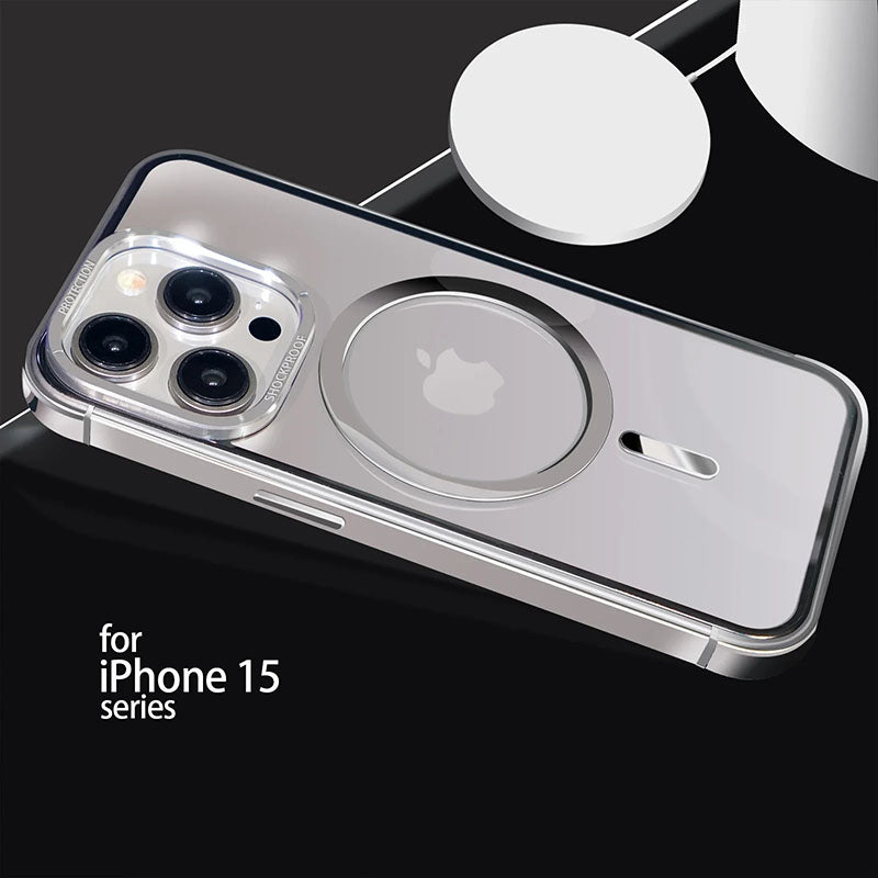 Custodia magnetica per telefono con struttura in metallo per iPhone
