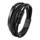 Braid Stainless Steel Magnetic Buckle Genuine Leather Bracelets & Bangles