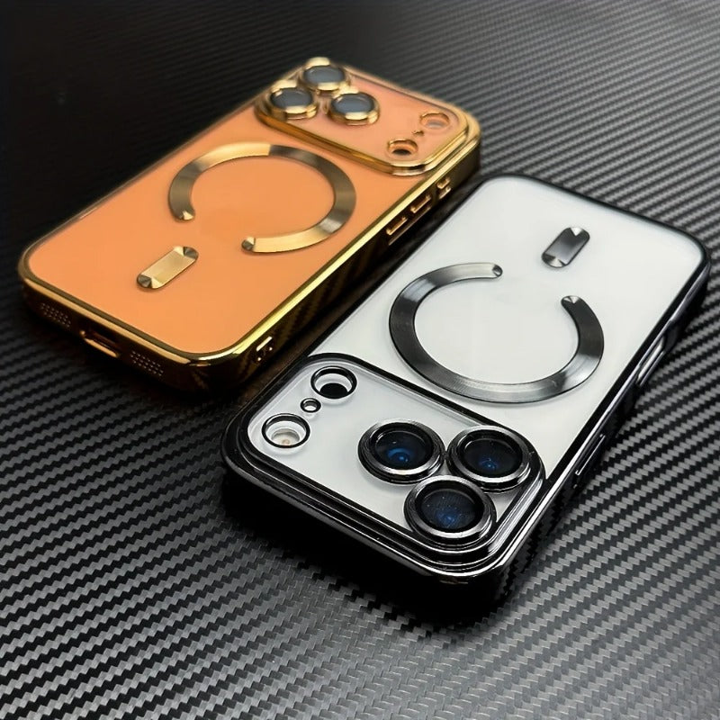 Electroplated Soft TPU Clear Magnetic Phone Case For  iPhone