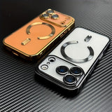 Electroplated Soft TPU Clear Magnetic Phone Case For  iPhone