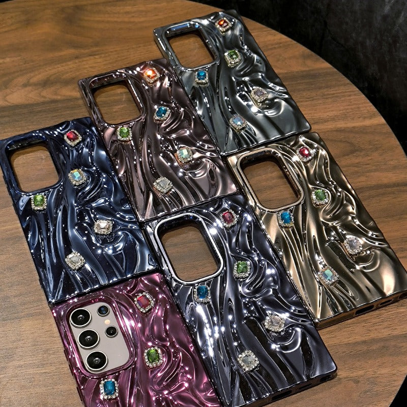 Pleated Electroplating Phone Case For Samsung