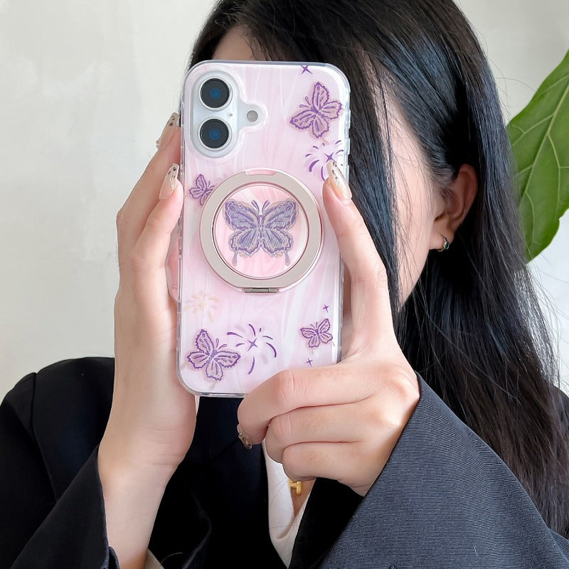 Butterfly Bracket Magnetic Phone Case For iPhone