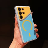 Color-blocked Fabric Magnetic Phone Case For Samsung